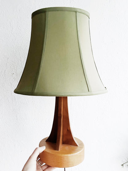 Vintage Handmade Wood Lamp with Shade