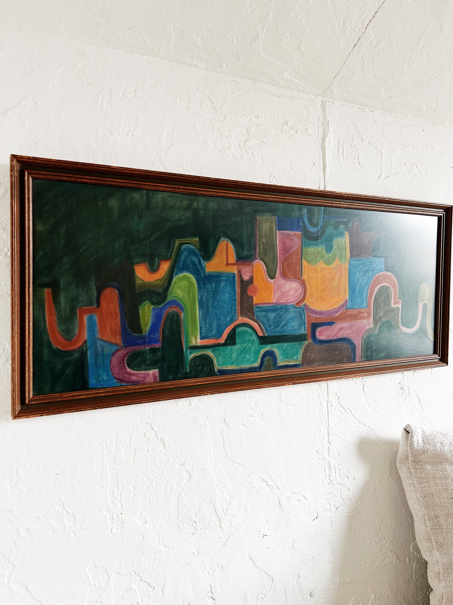 Vintage Abstract Cityscape Painting