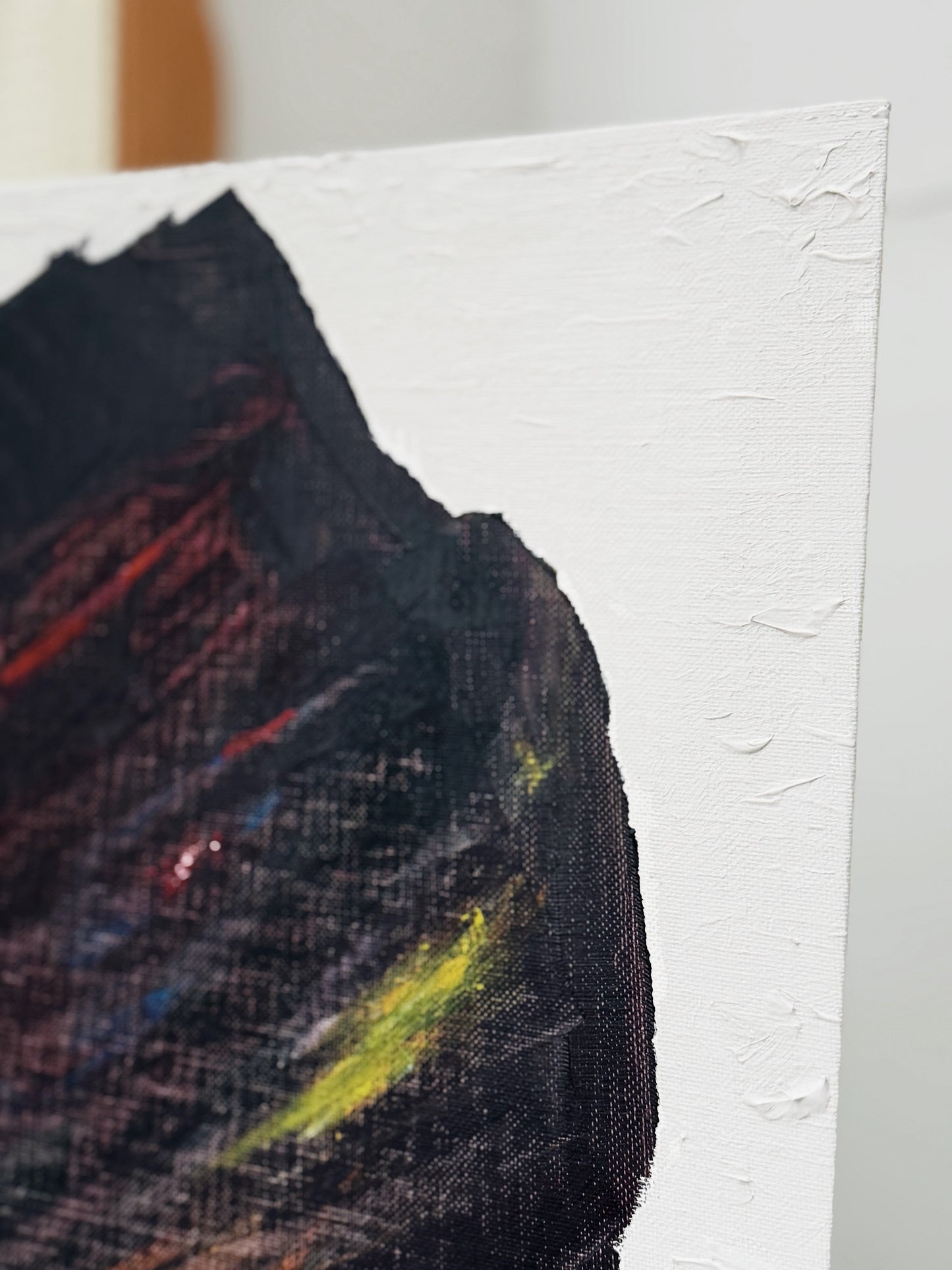 Original Abstract Painting and Wood Easel