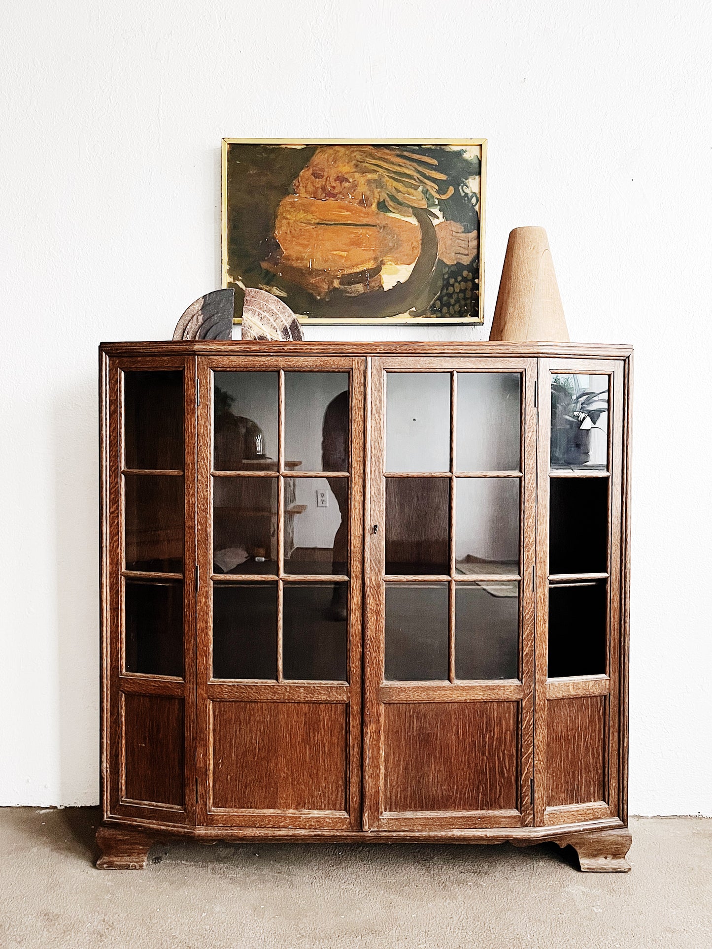 Vintage Walnut Bow Front Cabinet