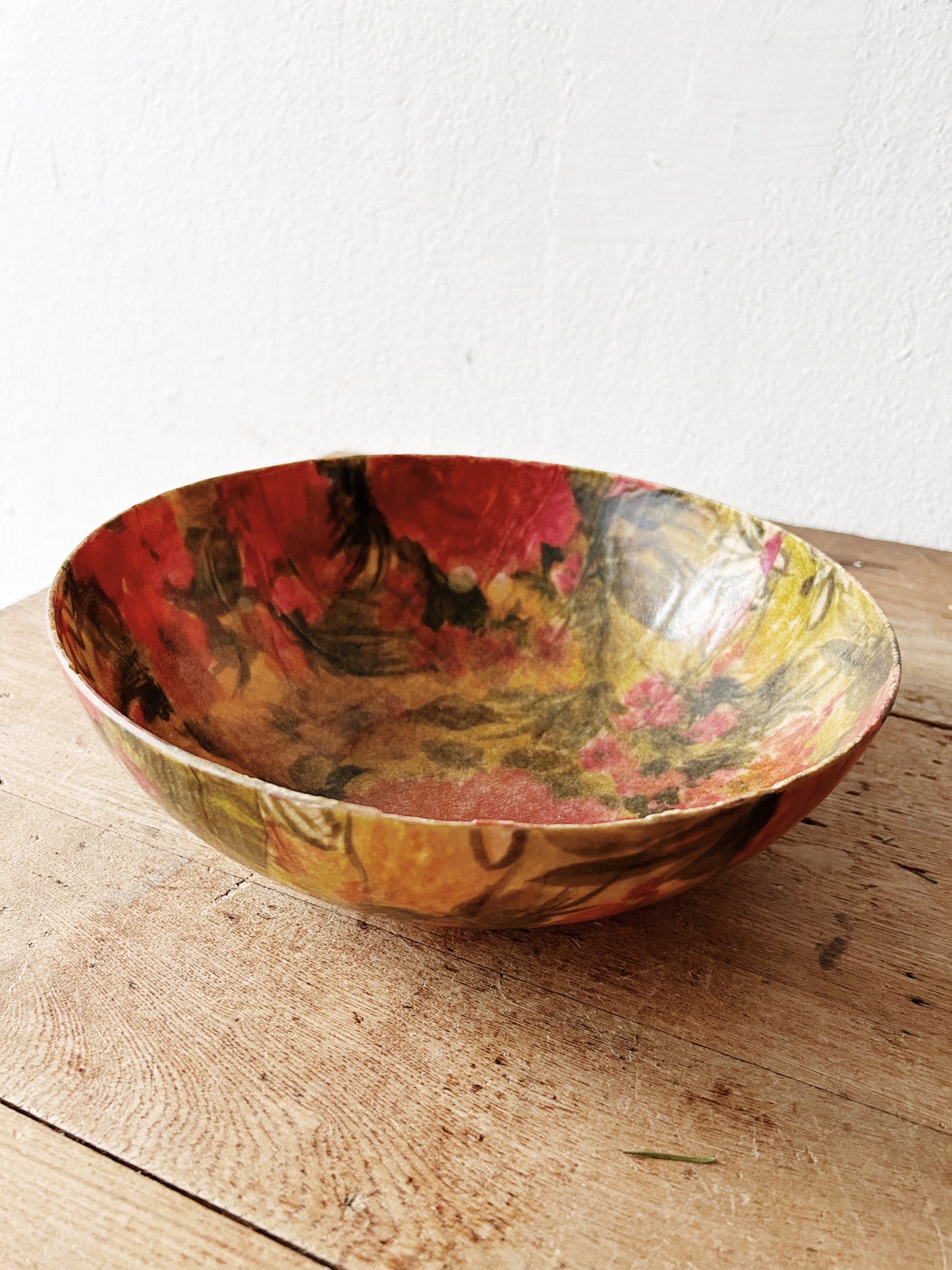 Mid Century Floral Fiberglass Serving Bowl