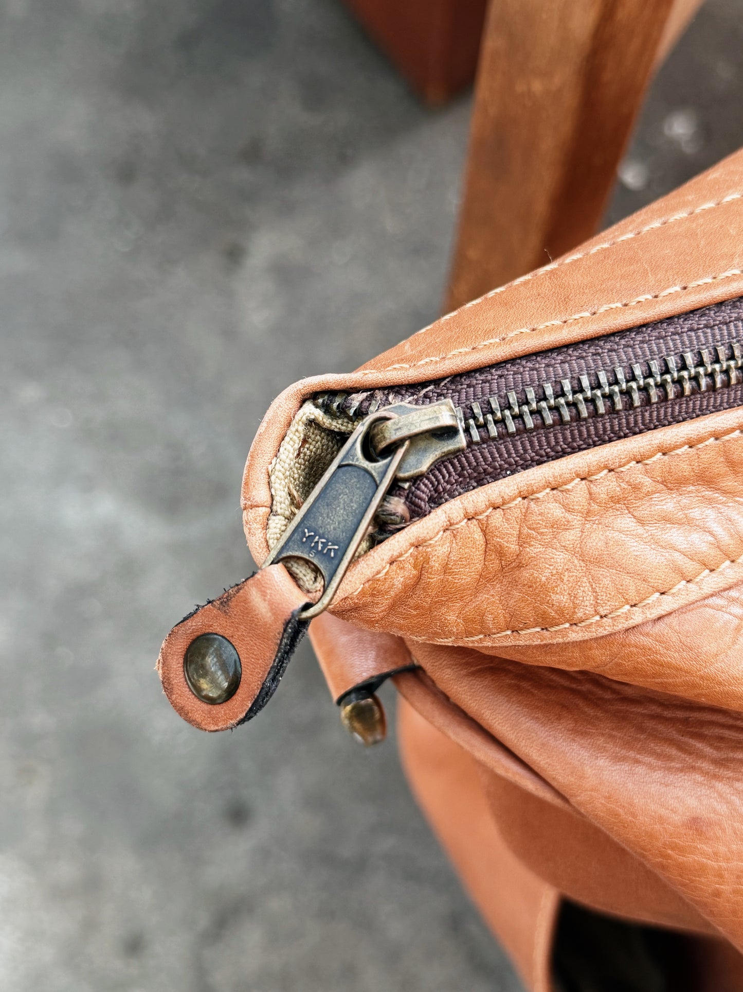 Oversized Vintage Leather Overnight Bag
