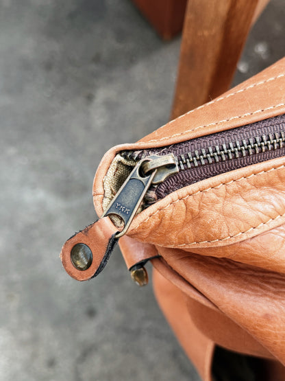 Oversized Vintage Leather Overnight Bag