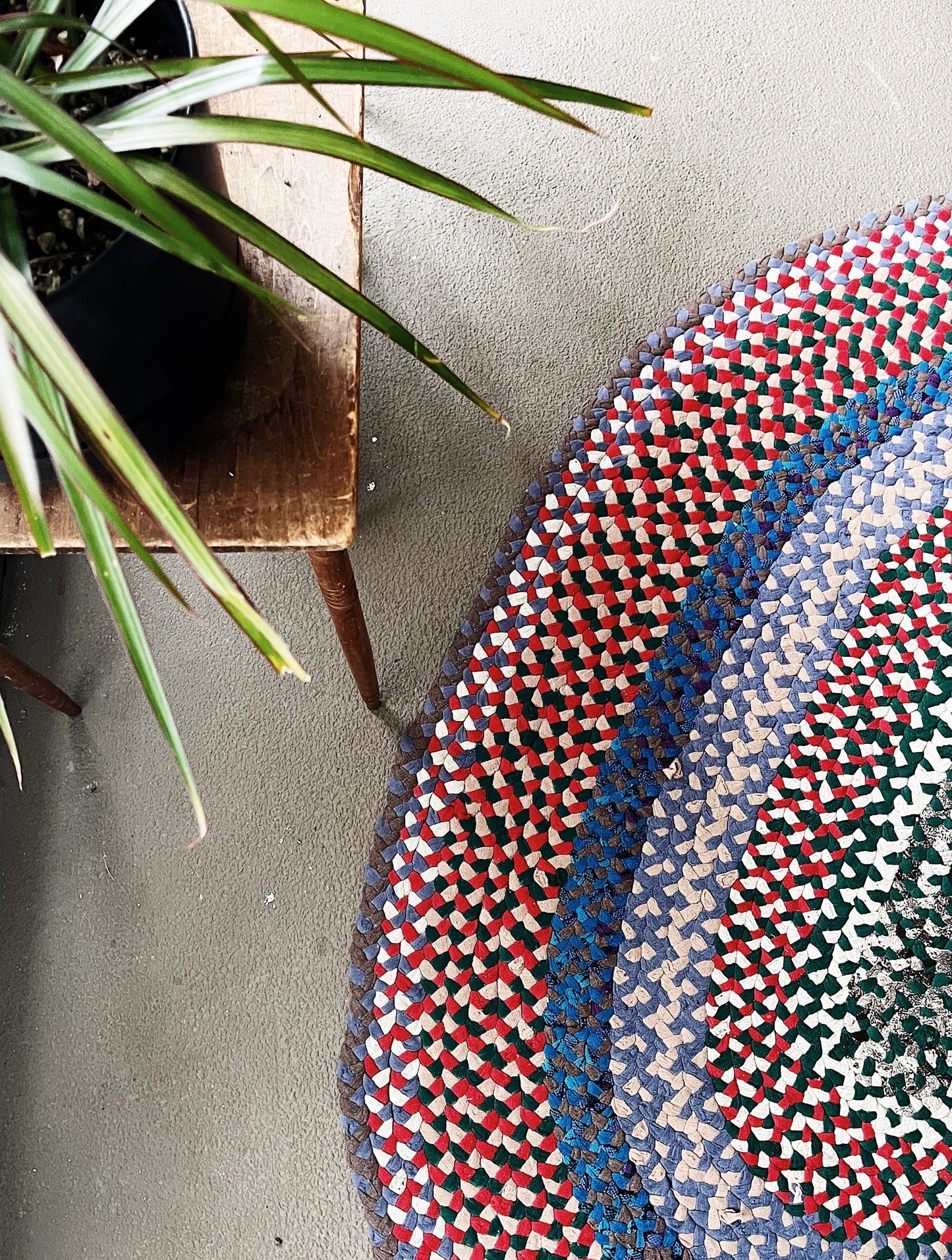 Vintage Braided Cotton Rag Rug