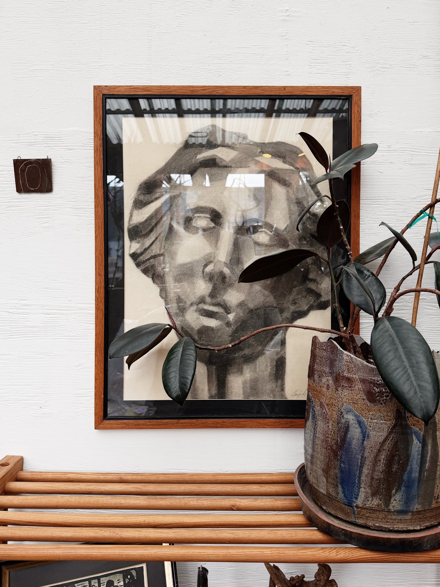 Original Cubist Style Charcoal Drawing