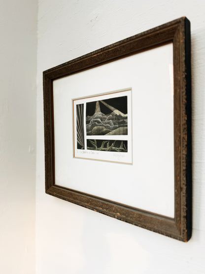 Vintage Triptych Desert Etching