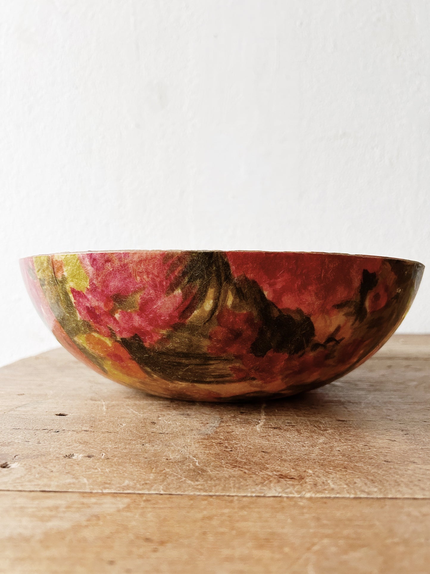 Mid Century Floral Fiberglass Serving Bowl
