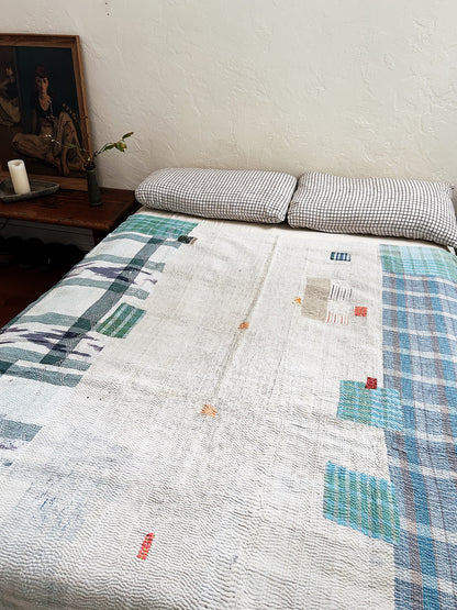 Vintage Ikat Patch Kantha Quilt