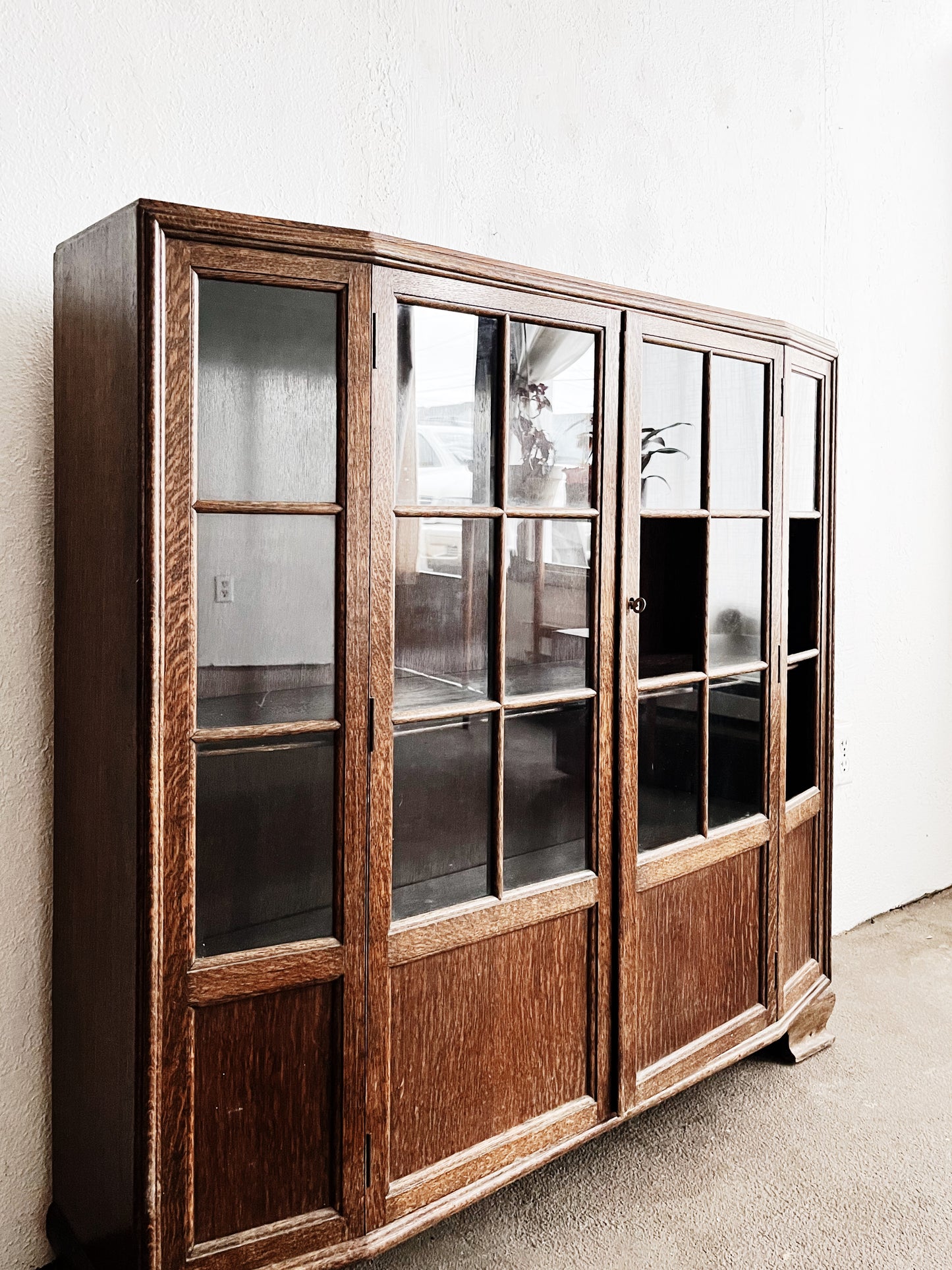 Vintage Walnut Bow Front Cabinet