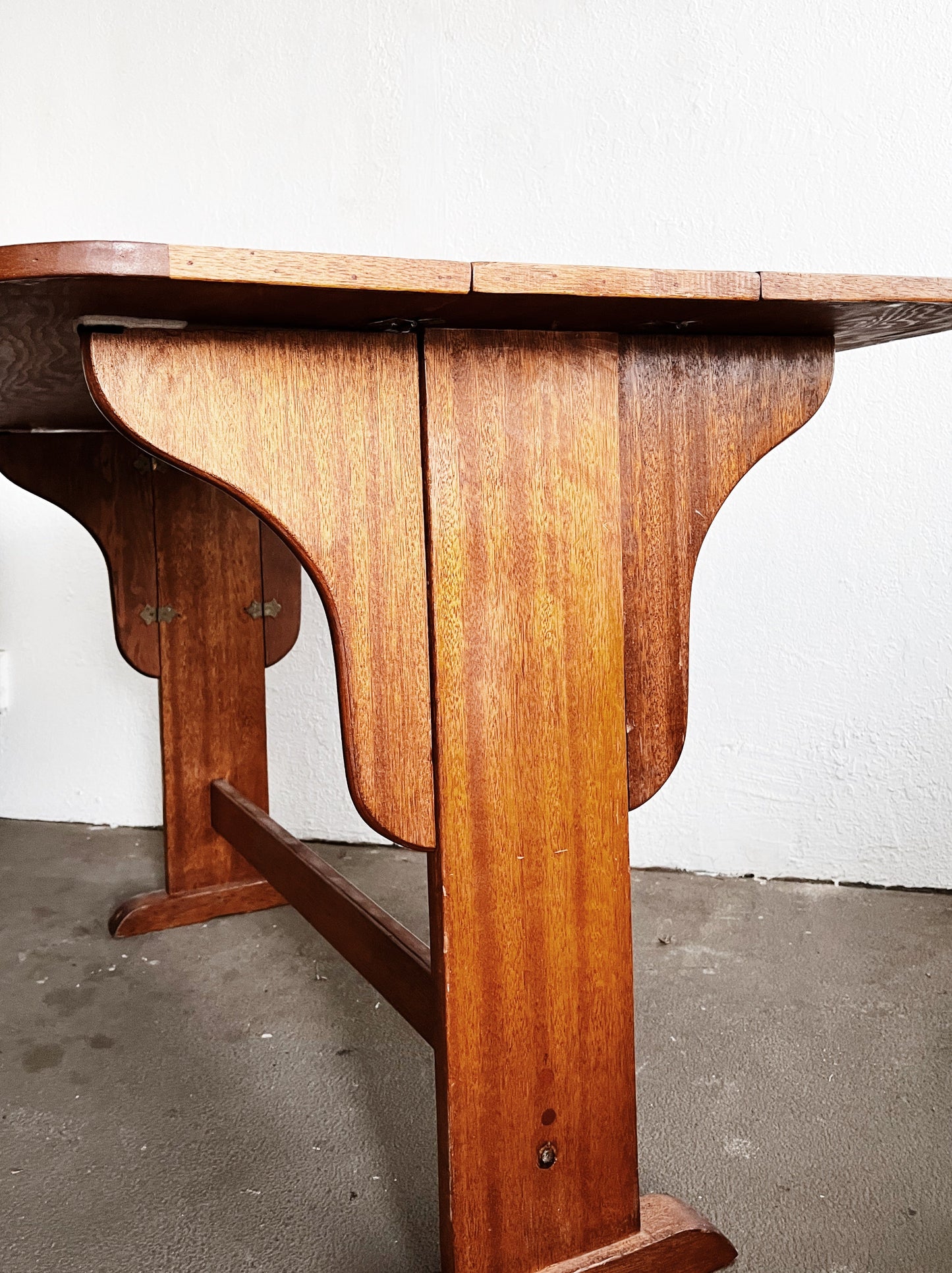 Antique Trestle Drop Leaf Table