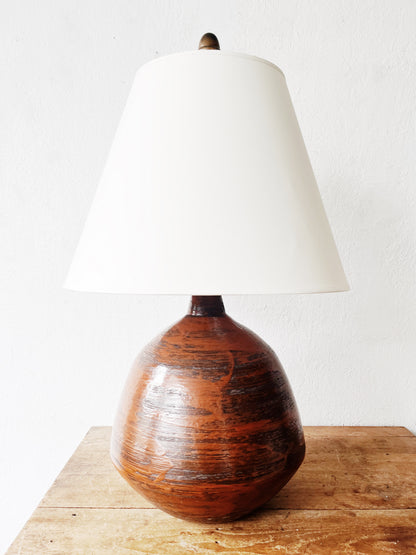 Large Vintage Ceramic Lamp with Shade