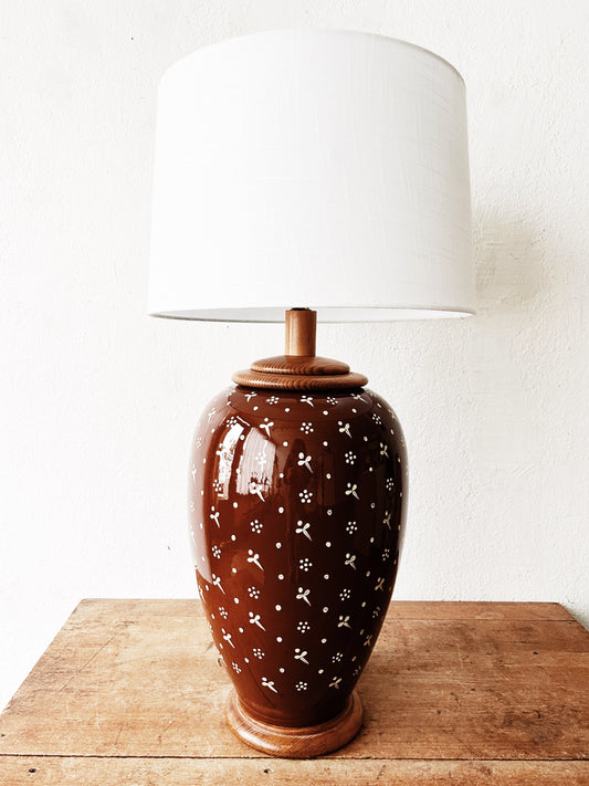 RESERVED 1970’s Painted Glass Table Lamp