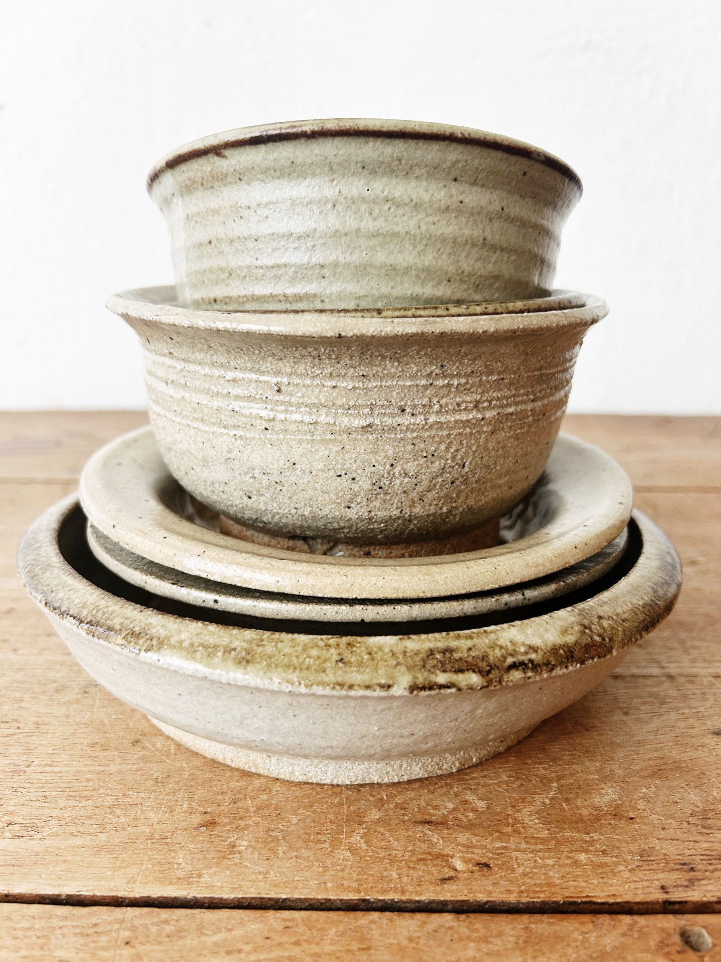 Vintage Handmade Pottery Dish Set of Five