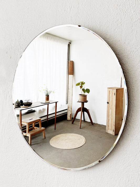 Round Industrial Edge Mirror