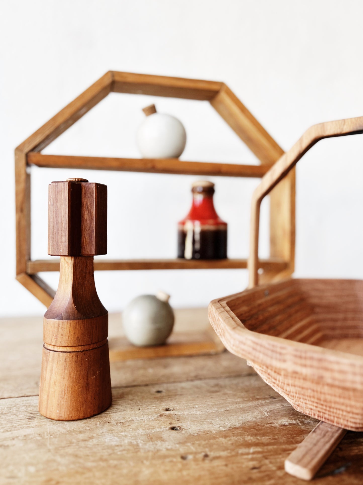 Vintage Handmade Octagonal Wood Shelf