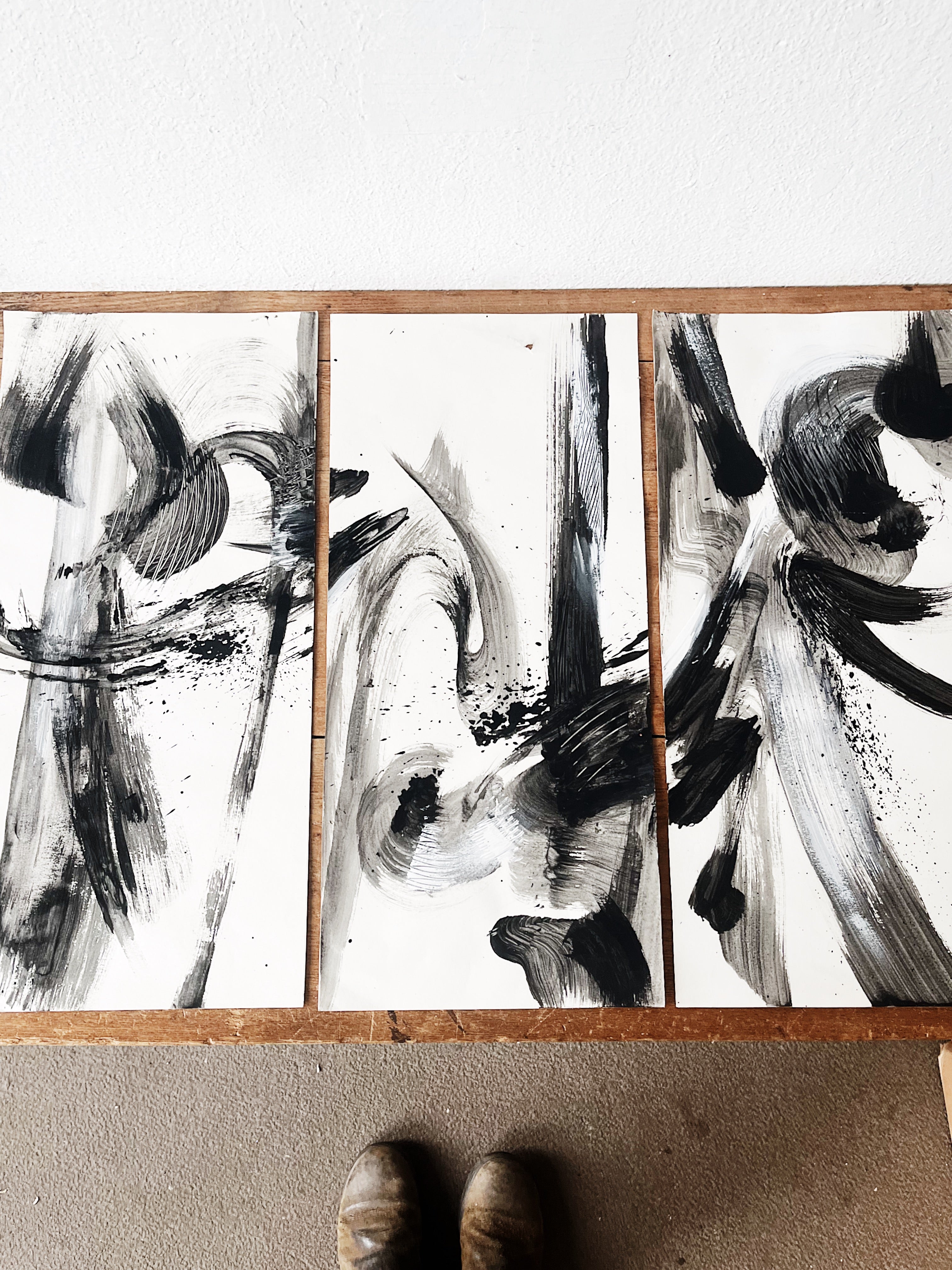 Original India Ink Abstract Painting – Maven Collective