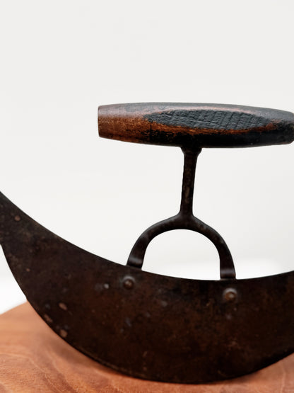 Carved Wood Chopping Dish and Antique Chopper