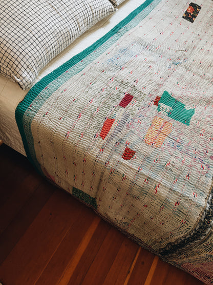 Vintage Patchwork Kantha Quilt