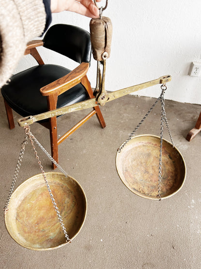 Antique Large Brass Industrial Scale