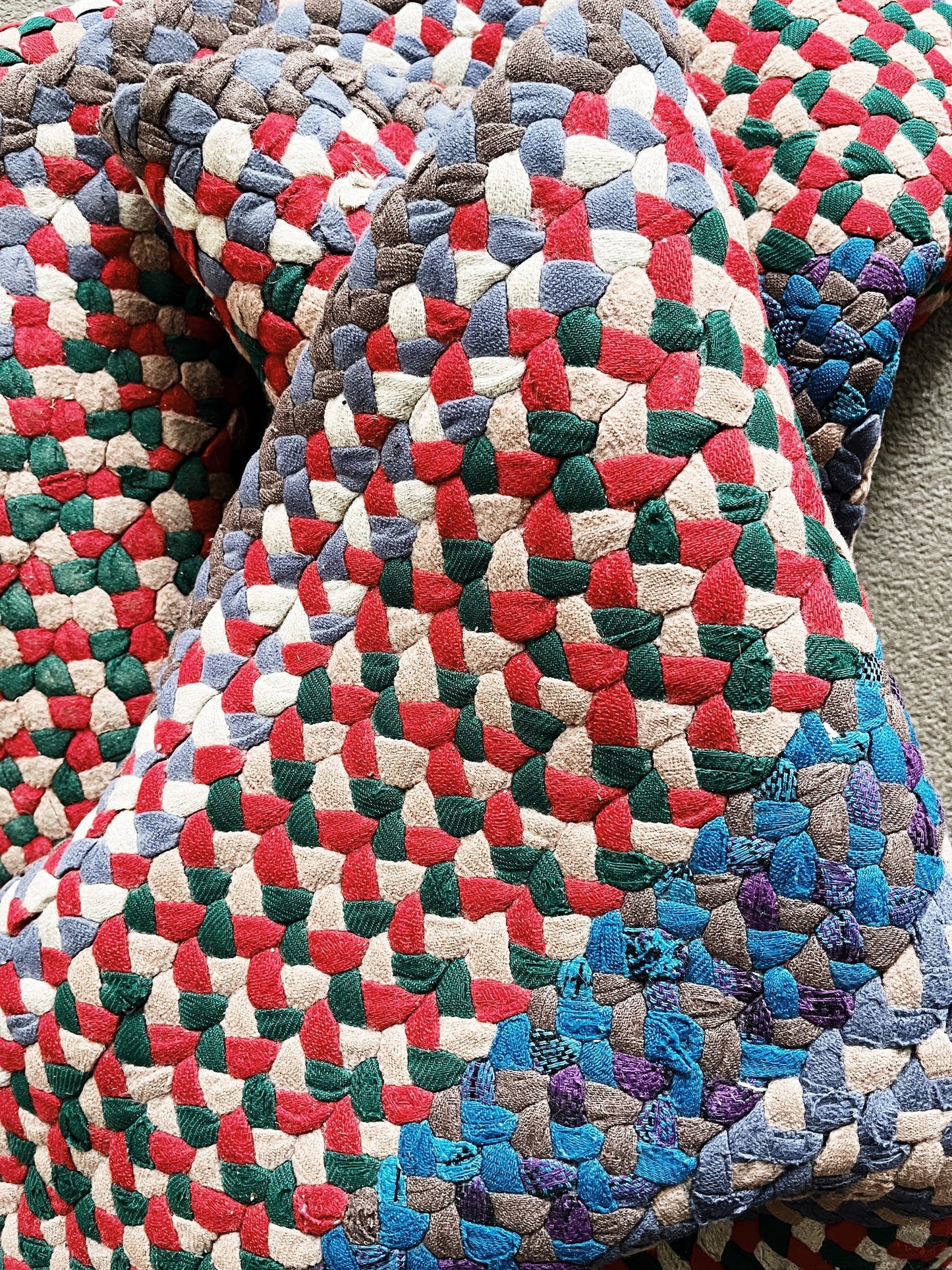 Vintage Braided Cotton Rag Rug