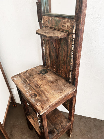 Antique Handmade Wood Folk Shelf/ Entry Stand Mexico
