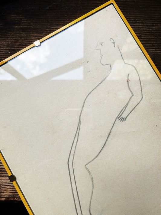 1930s Drawing Framed in Yellow