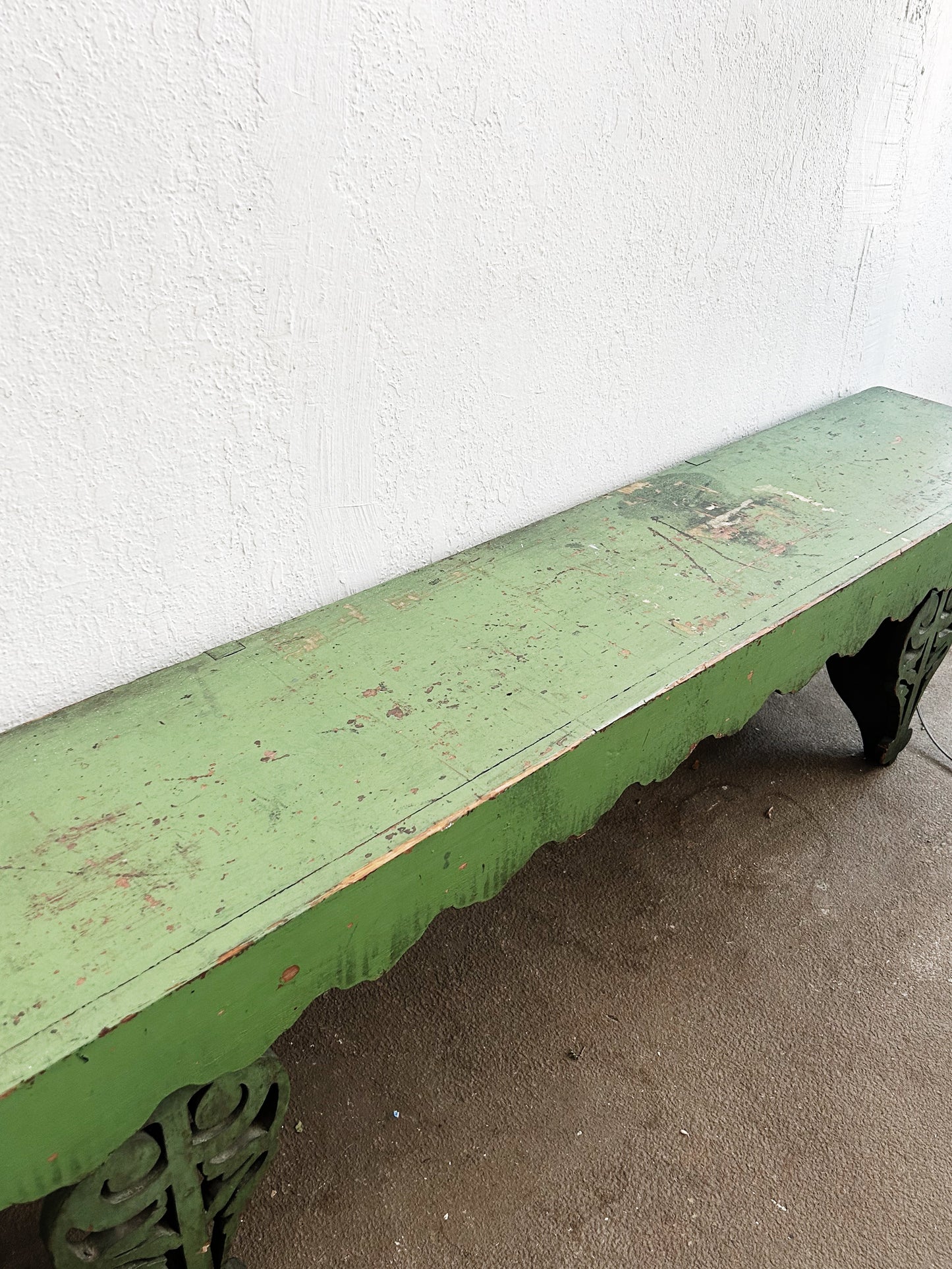 Antique Long Painted Wood Bench
