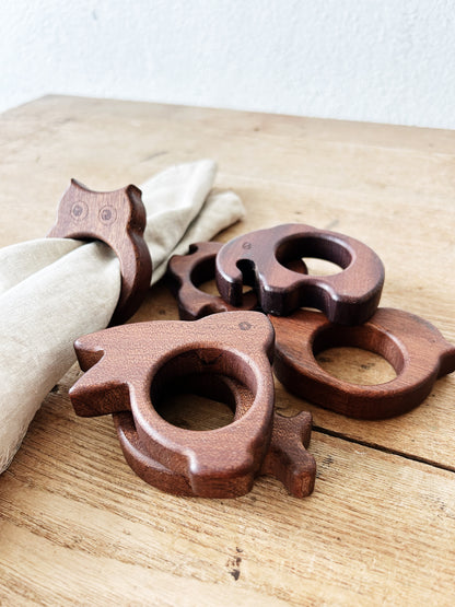 Wooden Animals Napkin Ring Set