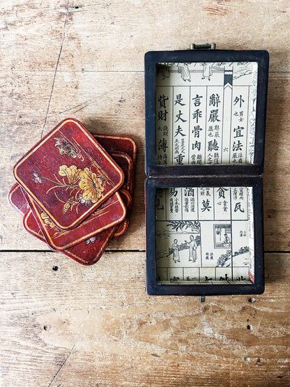 Vintage Wood Box with Coasters