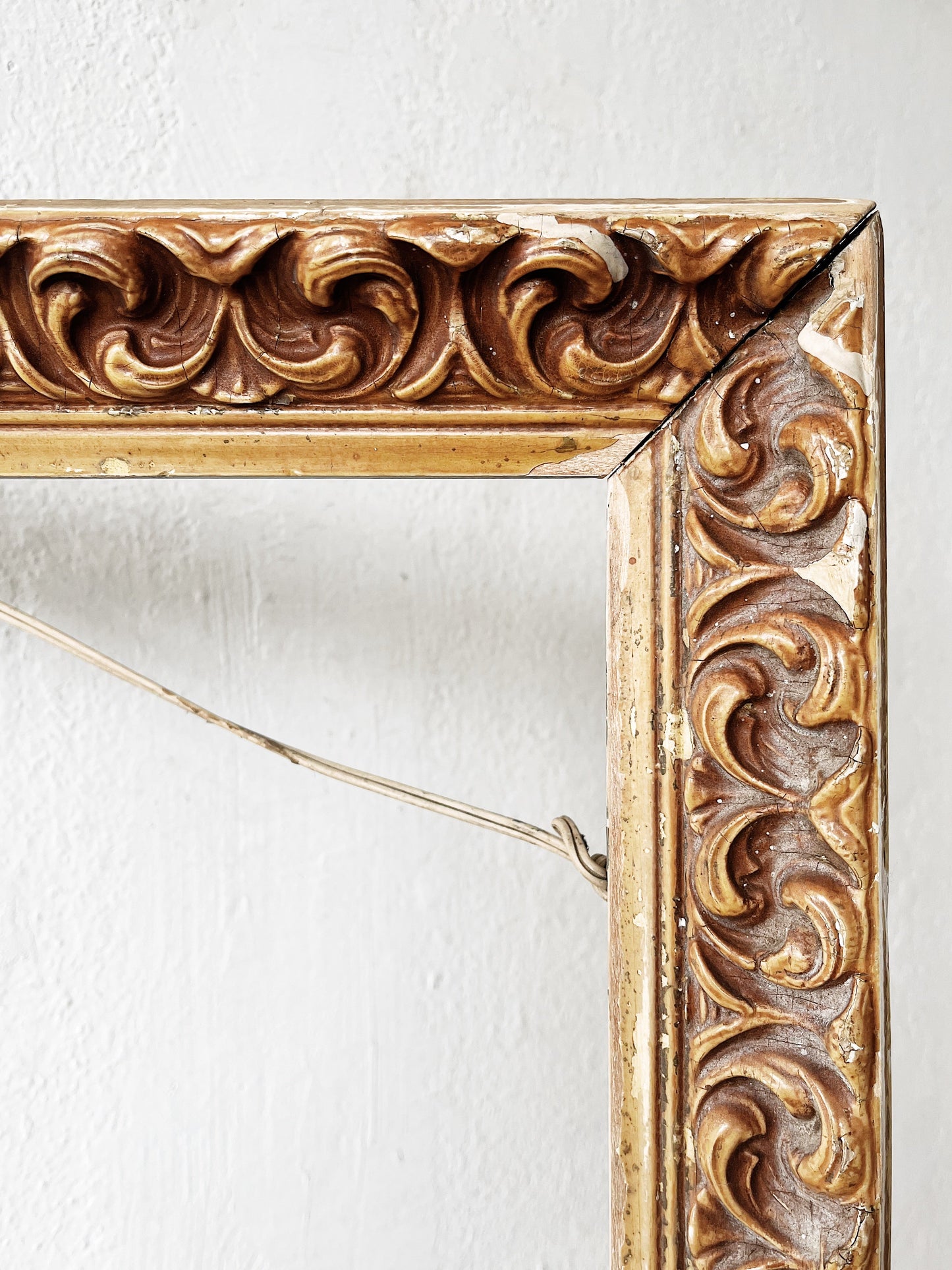 Large Mid Century Carved Wood Frame