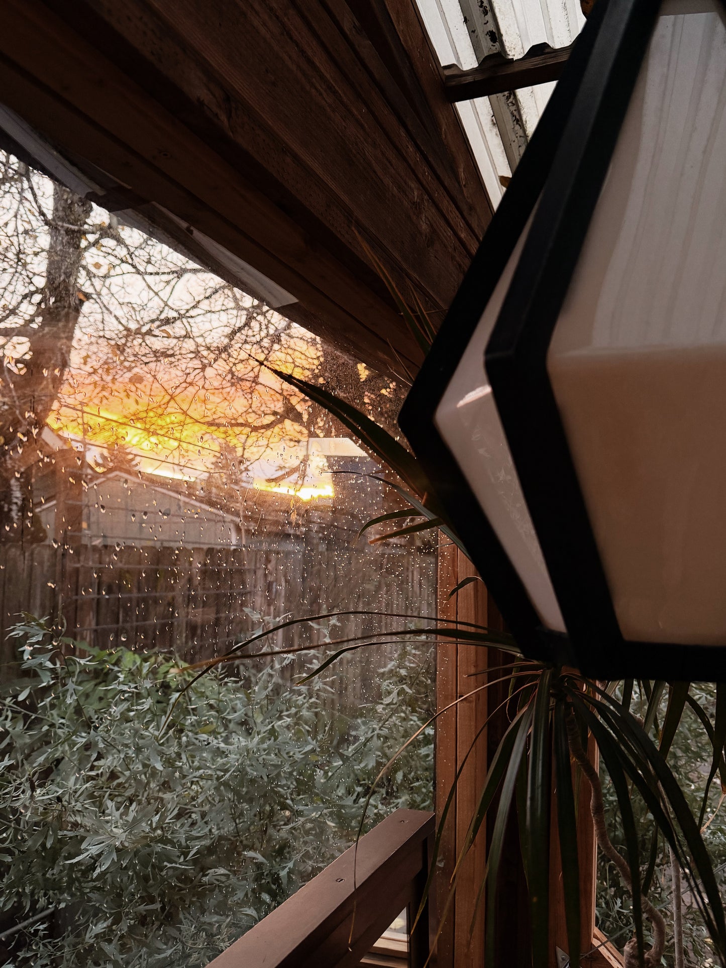 Vintage Lucite and Wood Pendant Light