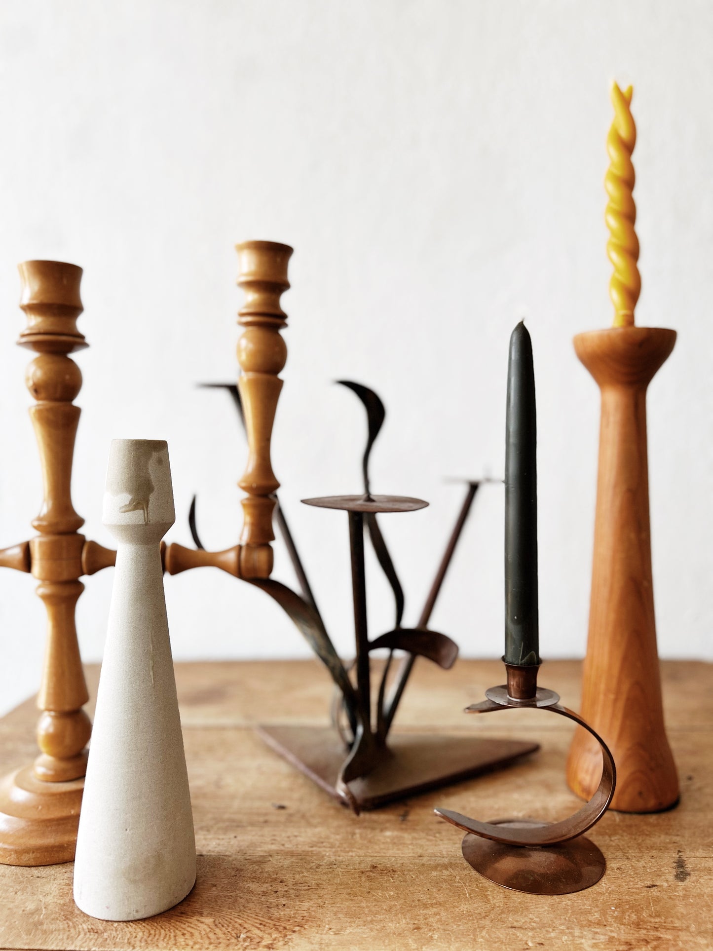 Cast Iron Brutalist Candelabra