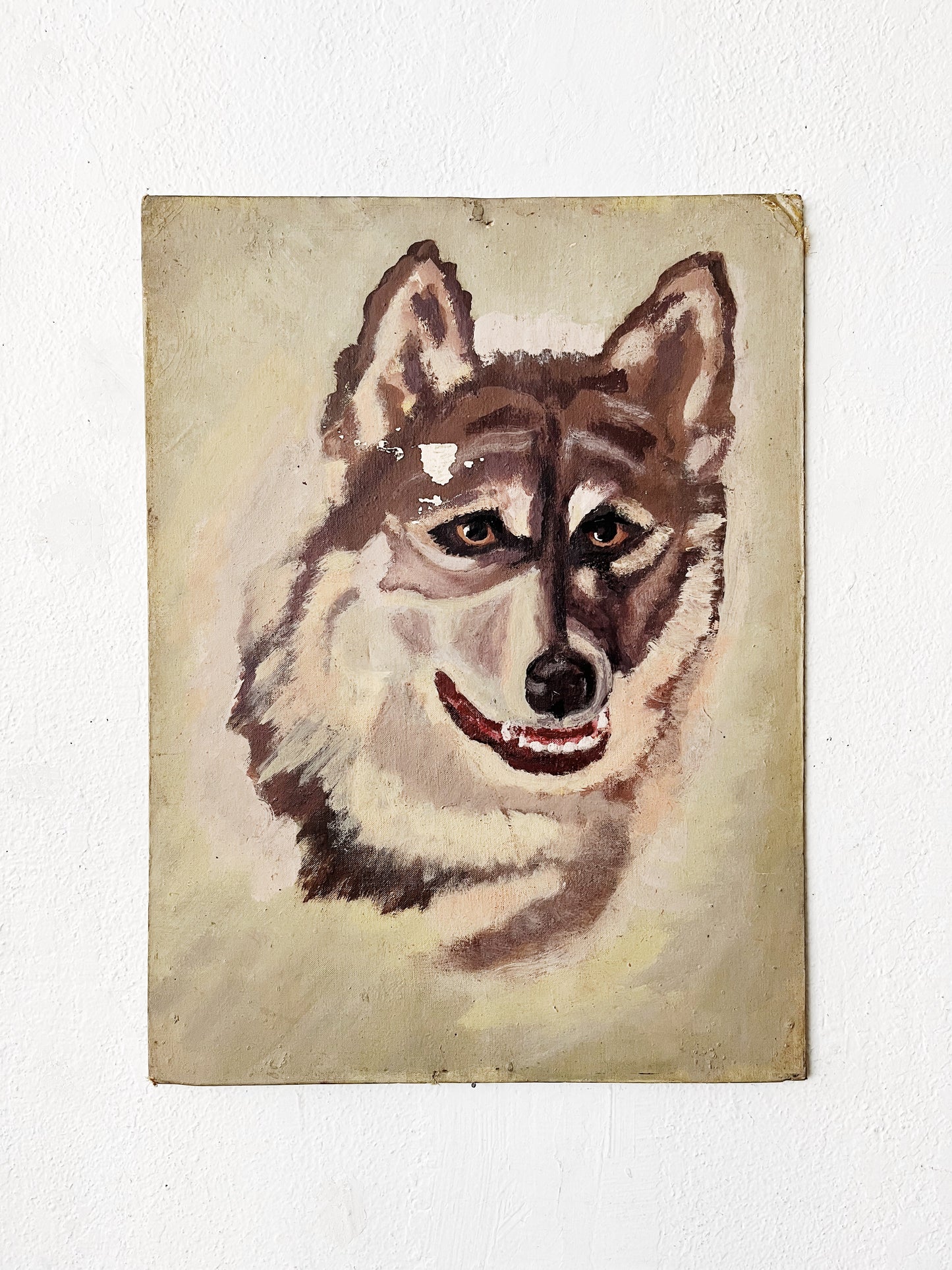 Vintage Smiling Husky Painting