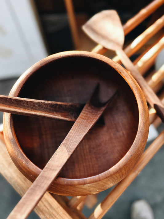 Mid Century Teak Bun Bowl