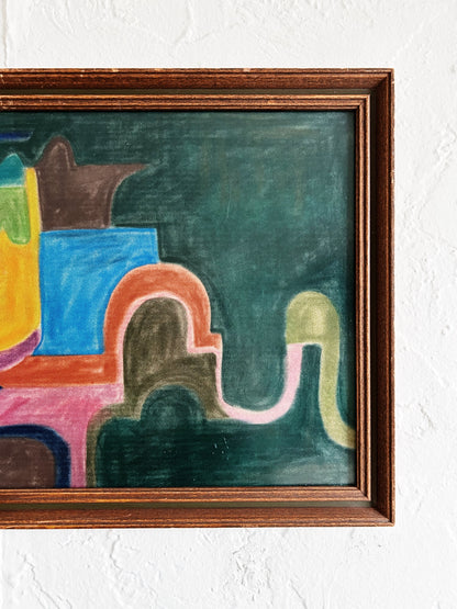 Vintage Abstract Cityscape Painting