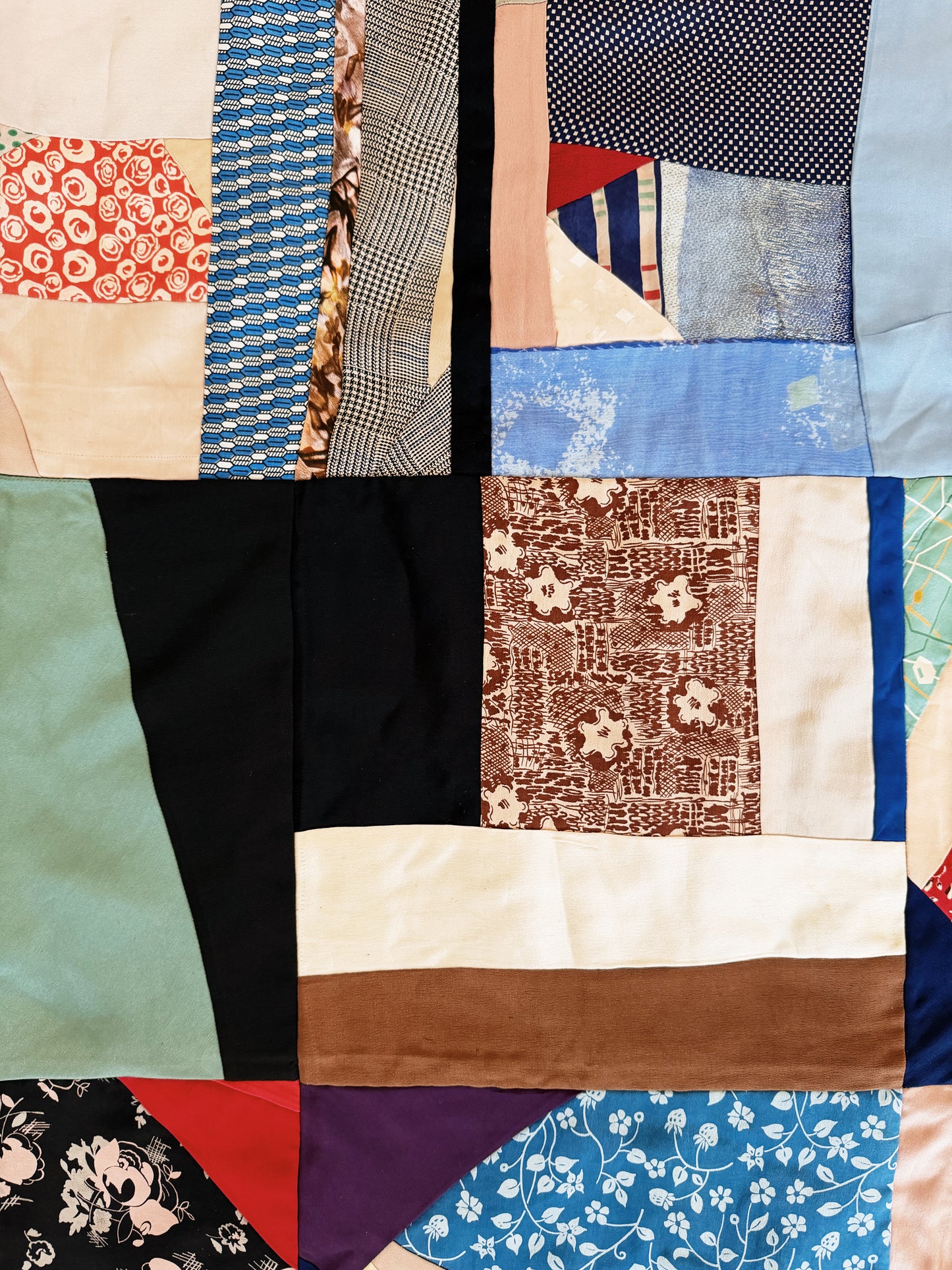 1920s Silk Quilt Topper