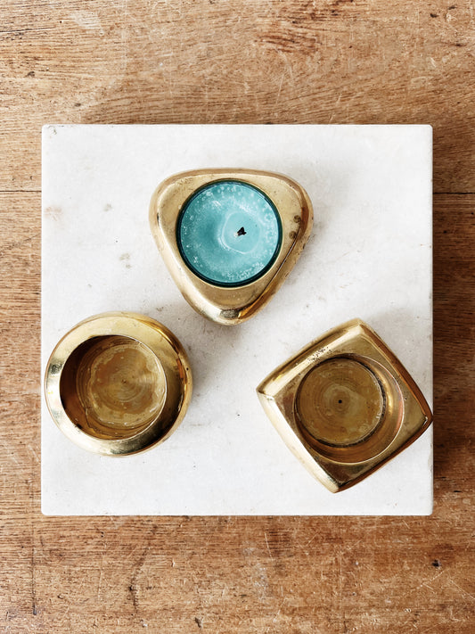 Trio of Vintage Brass Tea Lights