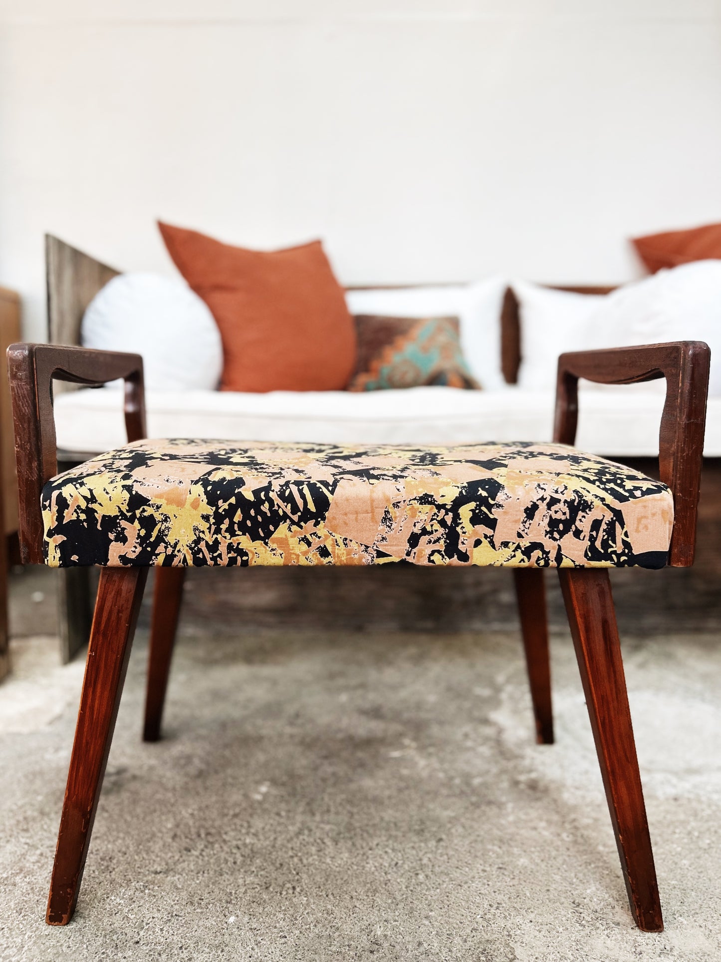 Upholstered Bench in Vintage Marimekko