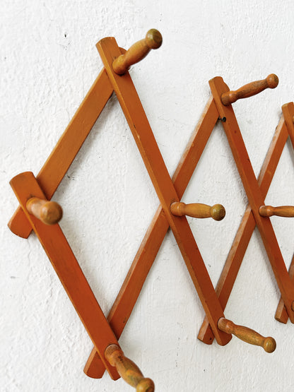 Vintage Accordion Wood Peg Rack