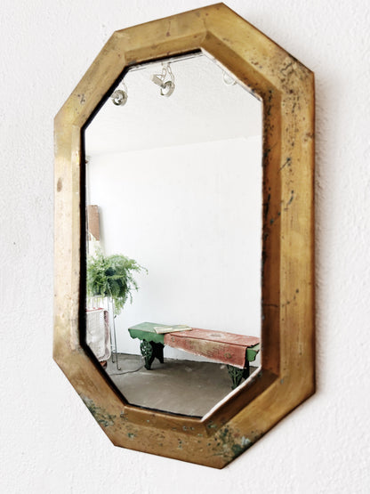 Vintage Moroccan Aged Brass Mirror