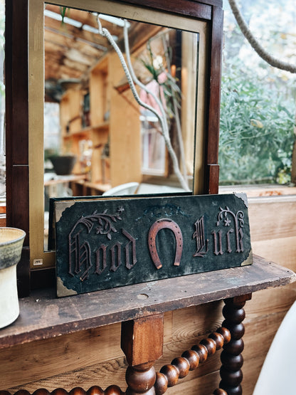 Antique 'Good Luck' Trunk Liner