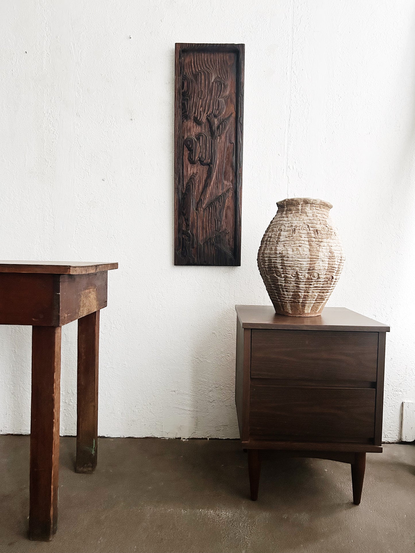 Large Vintage Carved Wood Panel