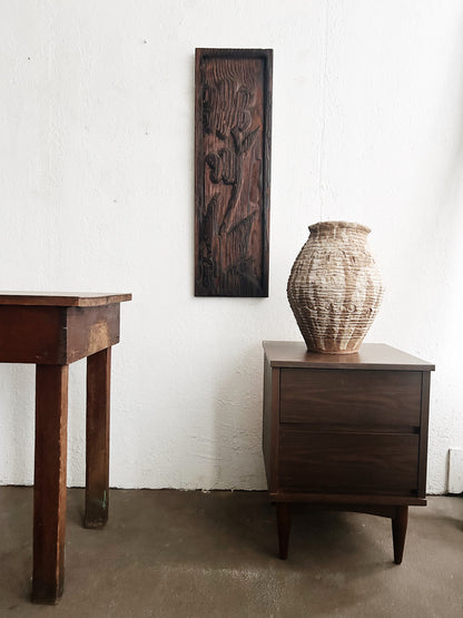 Large Vintage Carved Wood Panel