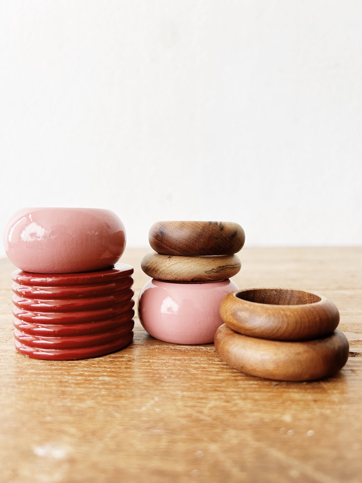 Vintage Wood Napkin Rings Mismatched Set