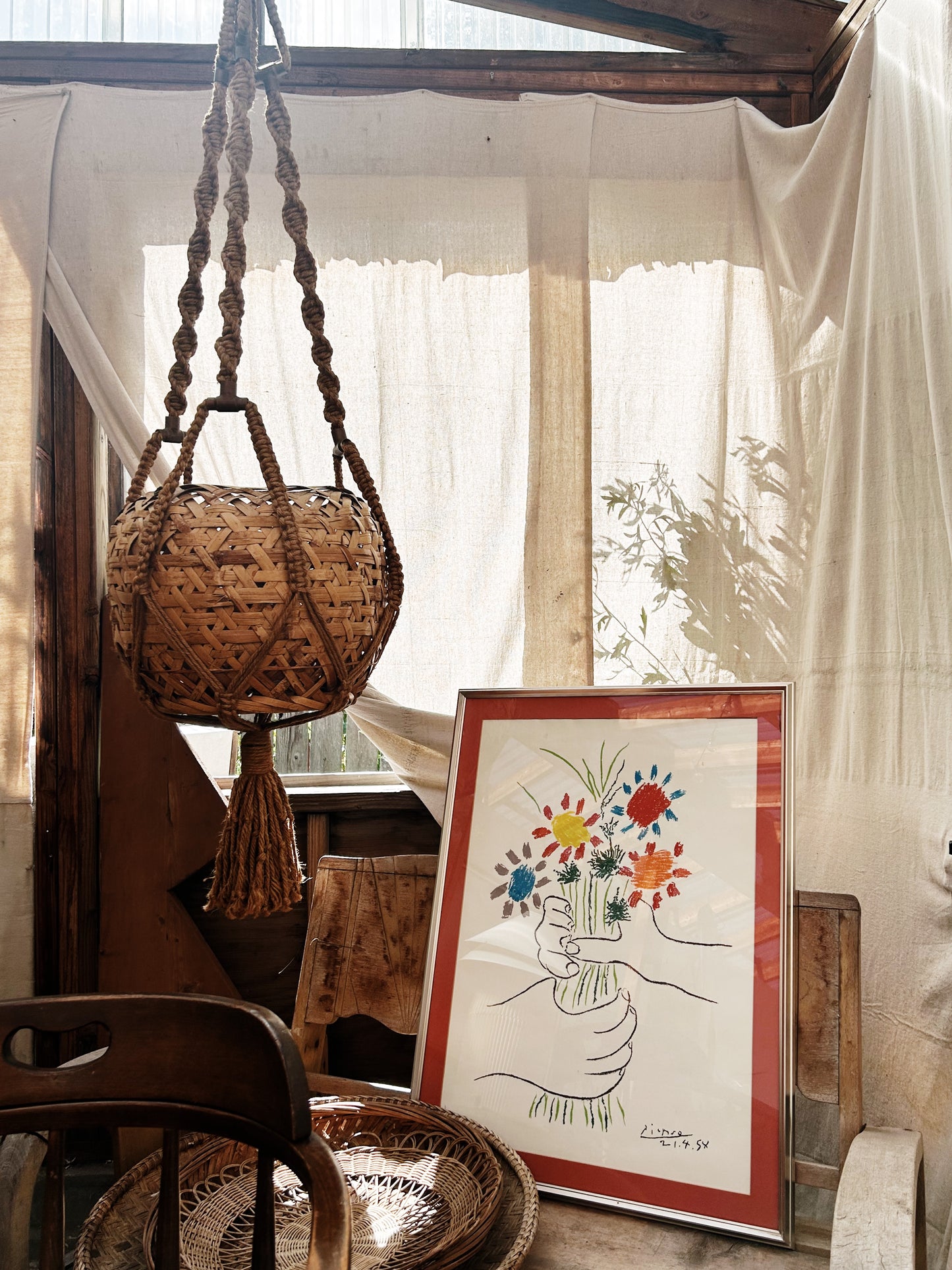 Vintage Framed Flowers of Peace Picasso Lithograph