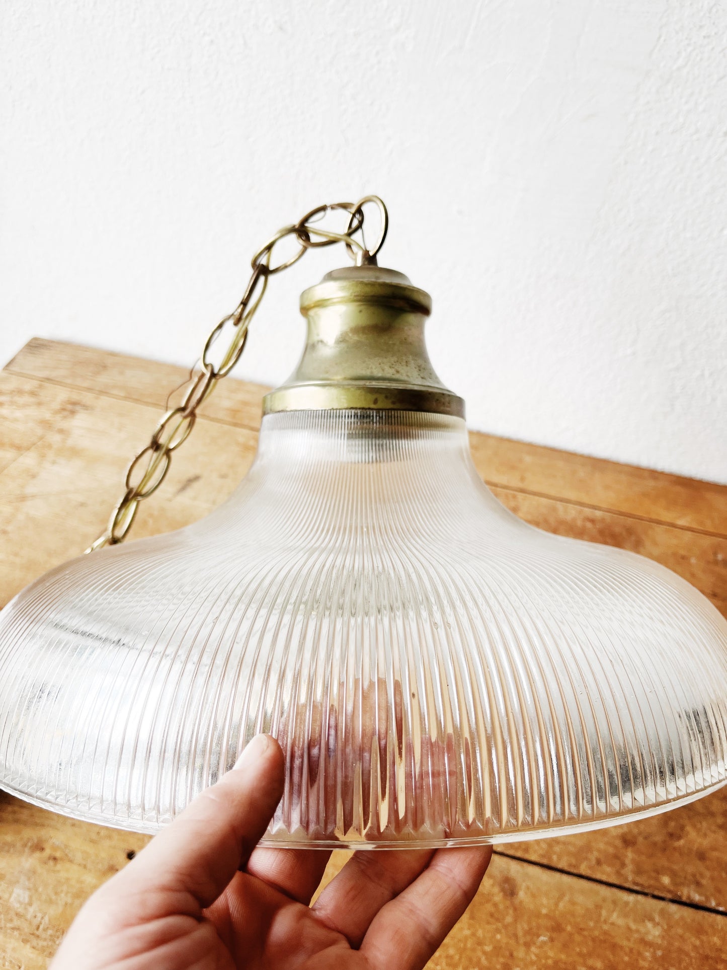 Vintage Reed Glass Pendant Lamp