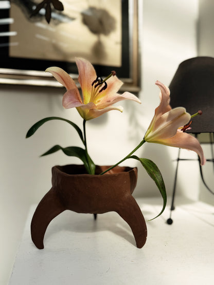 Handmade Red Clay Ikebana Vessel