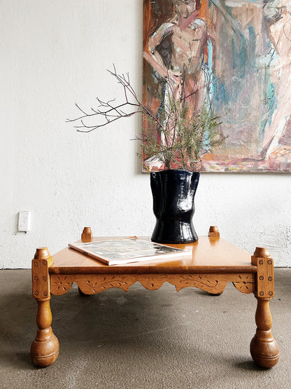 Low Antique Carved Wood Table