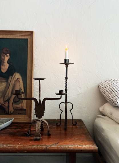 Brutalist Iron Candelabra