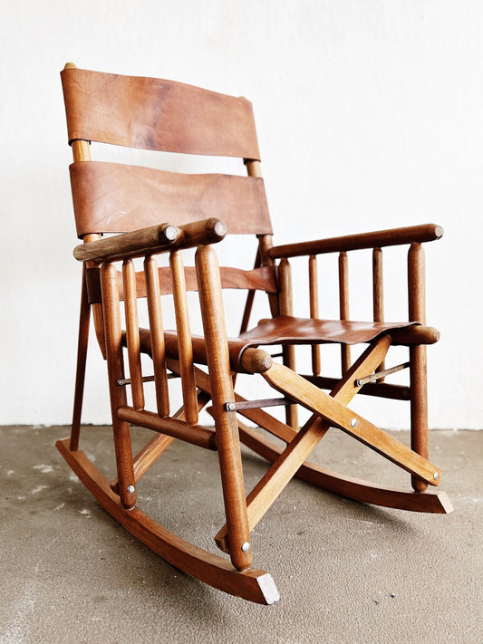 Mid Century Campaign Rocking Chair